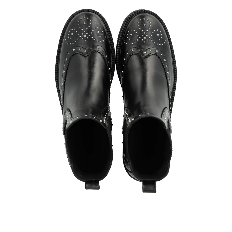 Angulus Black Boot with brogues detail and elastic