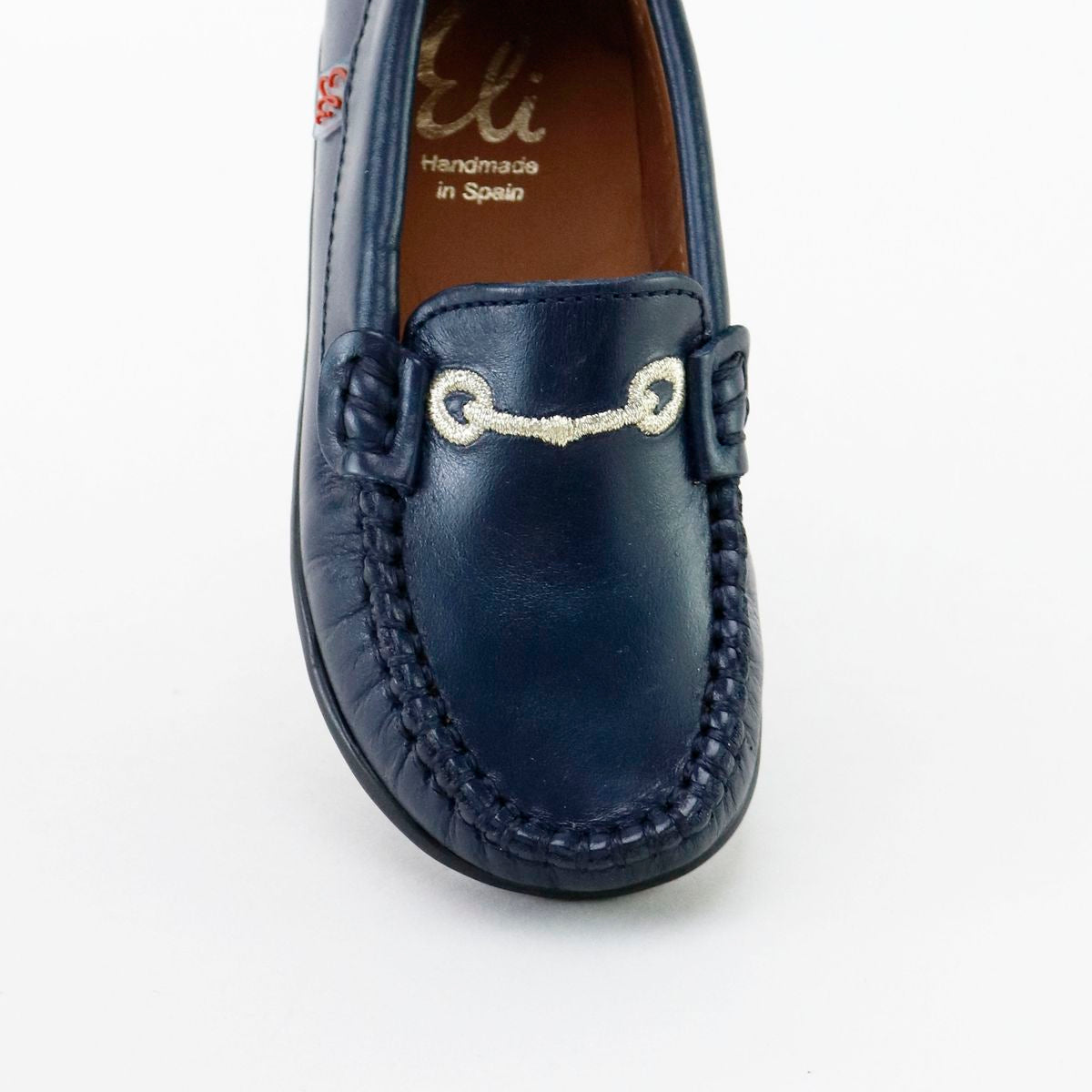Papanatas Navy Embroidered Chain Loafer