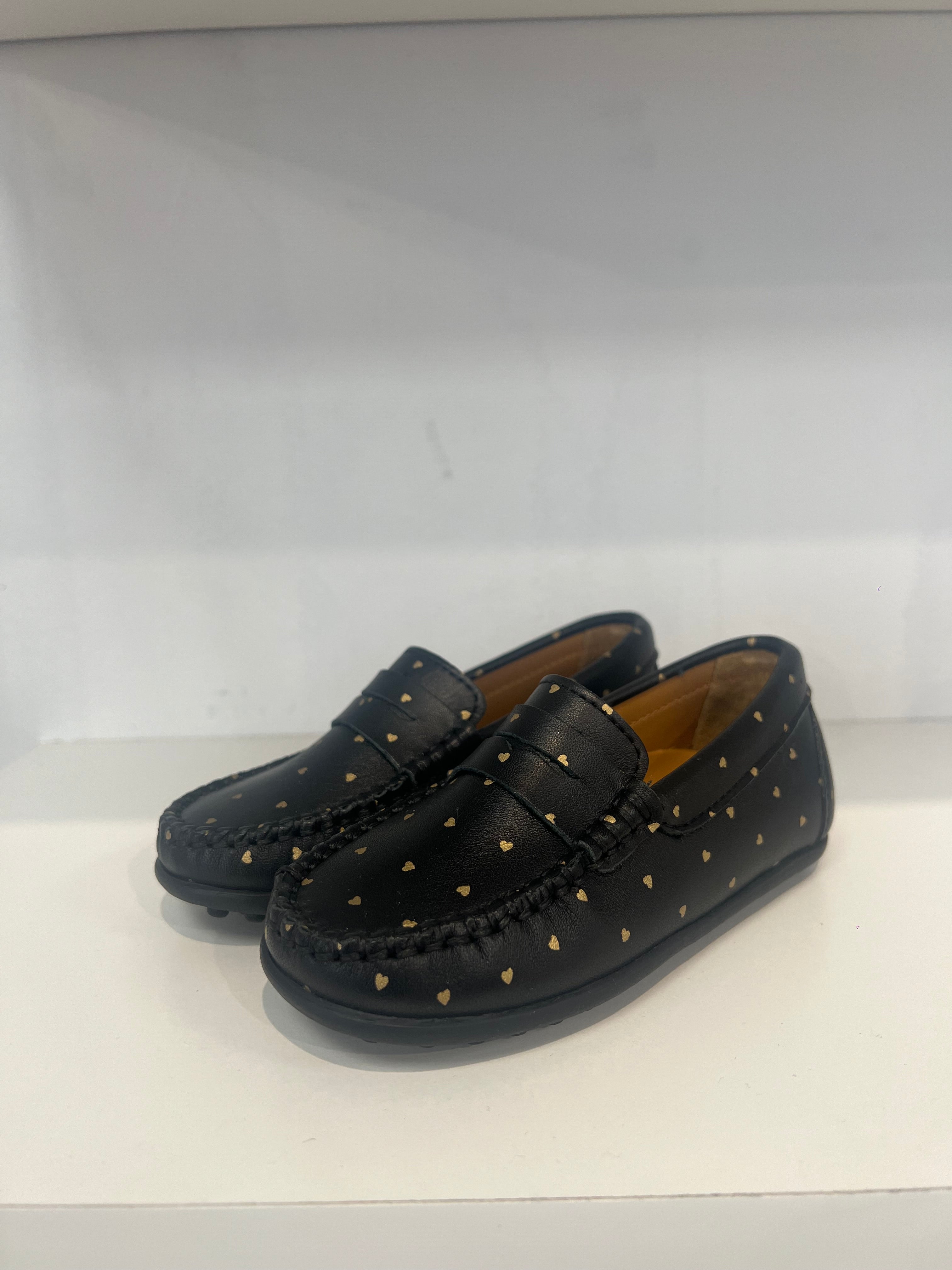 Porte Black Gold Hearts Penny Loafer