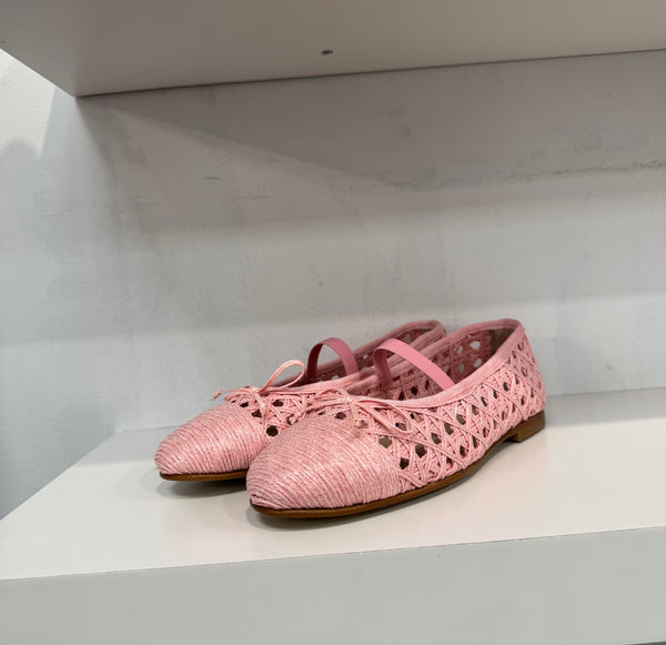 Valencia Pink Crochet Elastic Ballet Flat