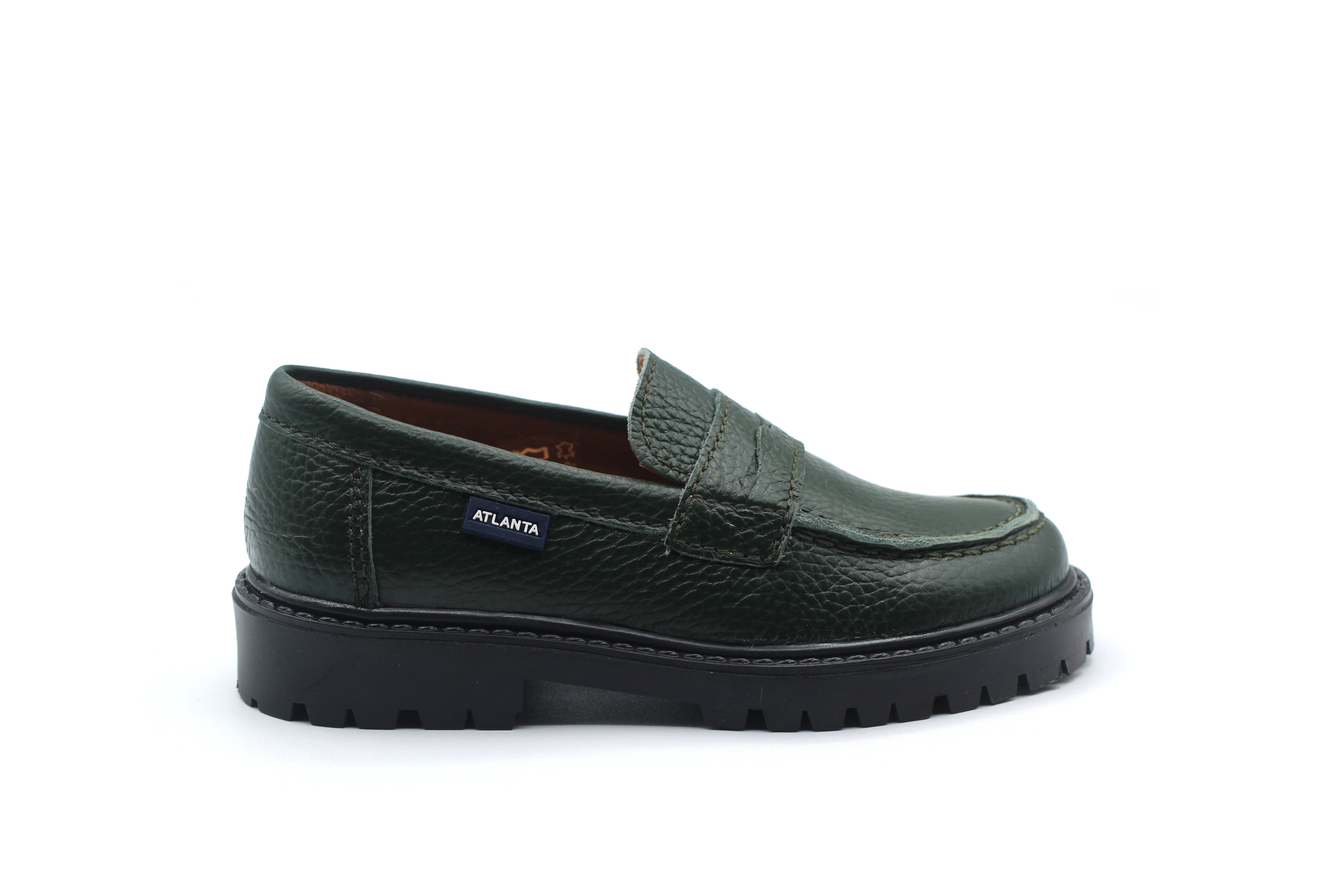 Atlanta Hunter Green Pebbled College Loafer