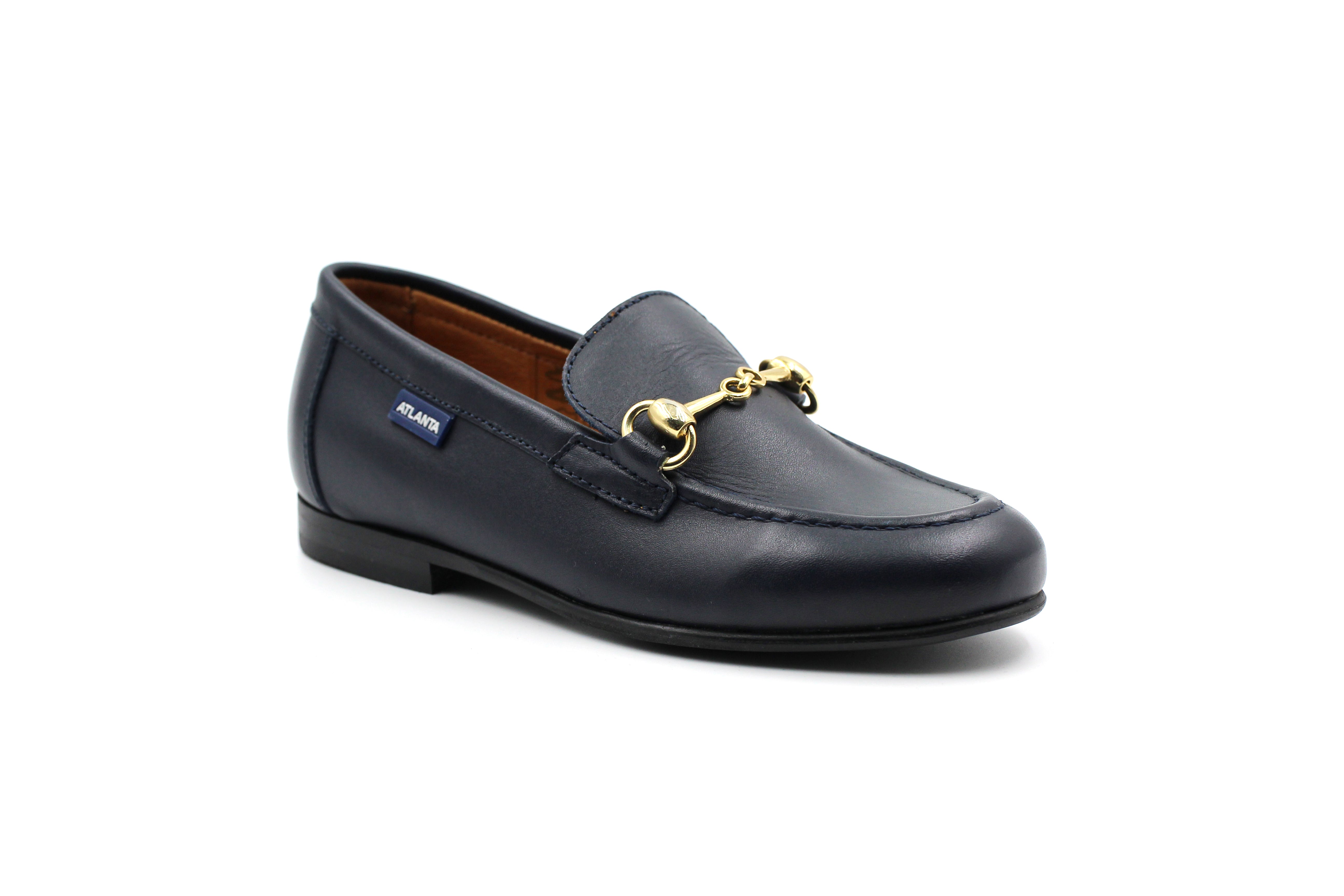 Atlanta Blue Navy Buckle Teresa Dress Loafer