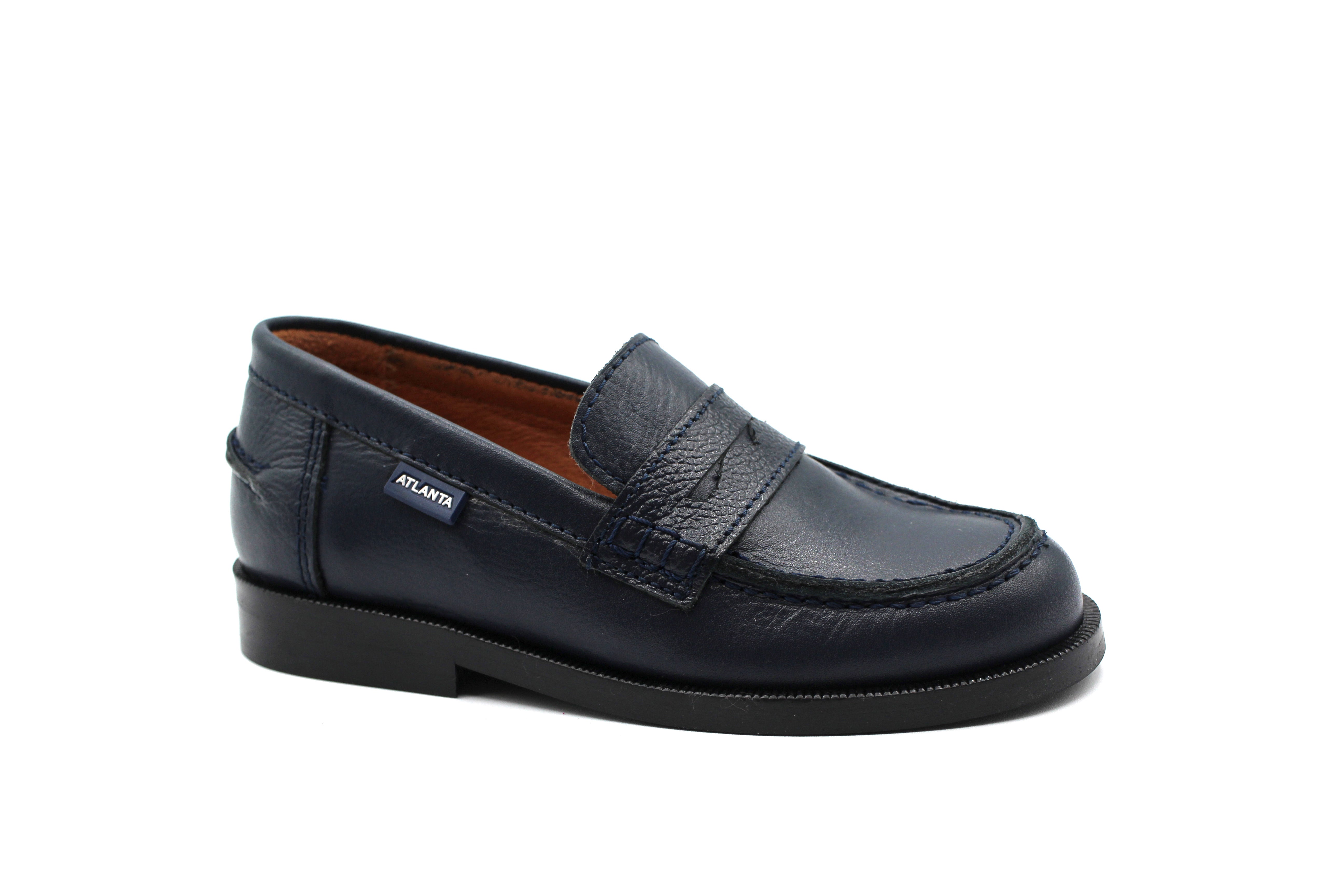 Atlanta Navy Pebbled Penny Loafer