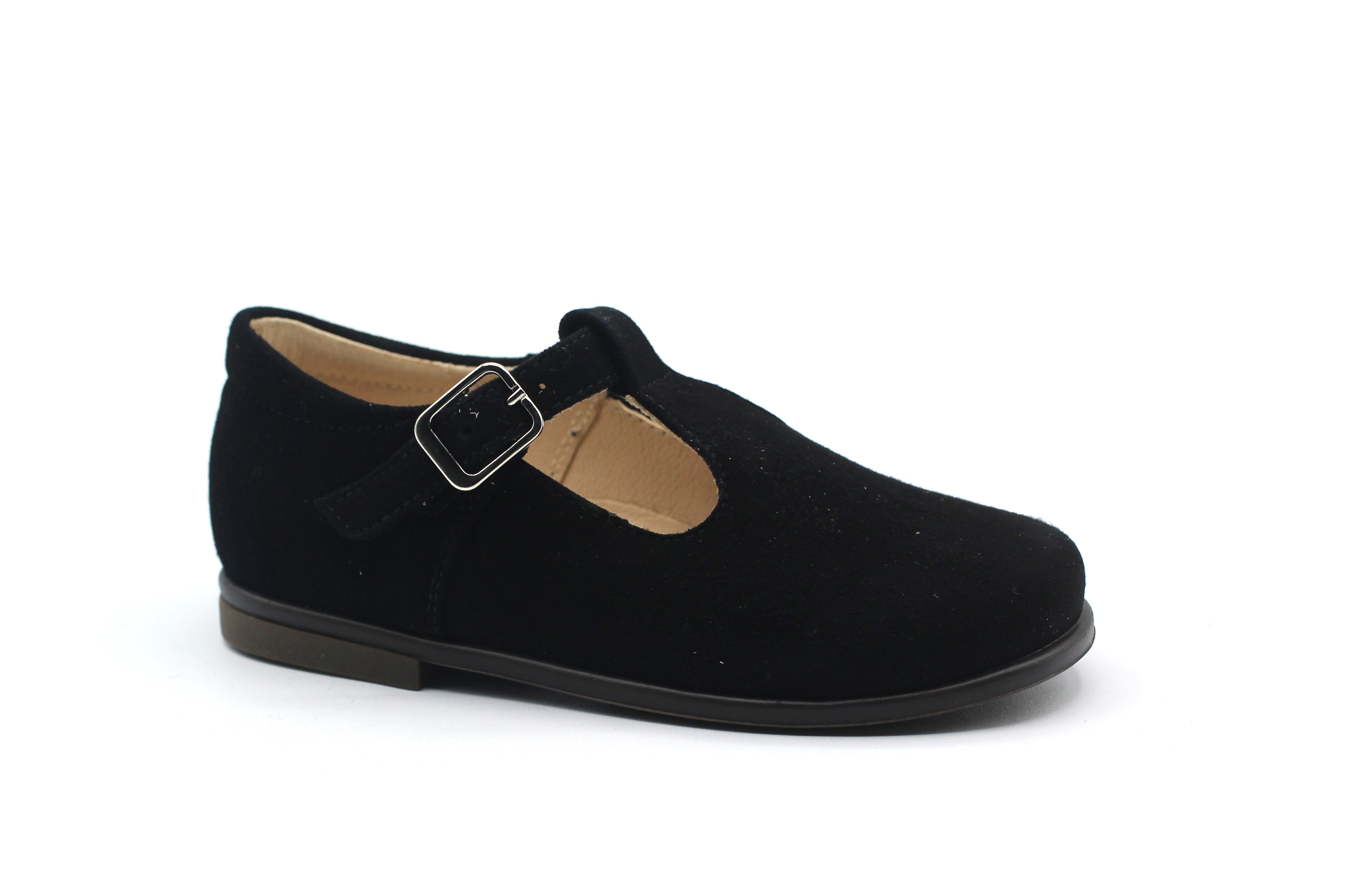 Beberlis Suede Black Baby T-Strap