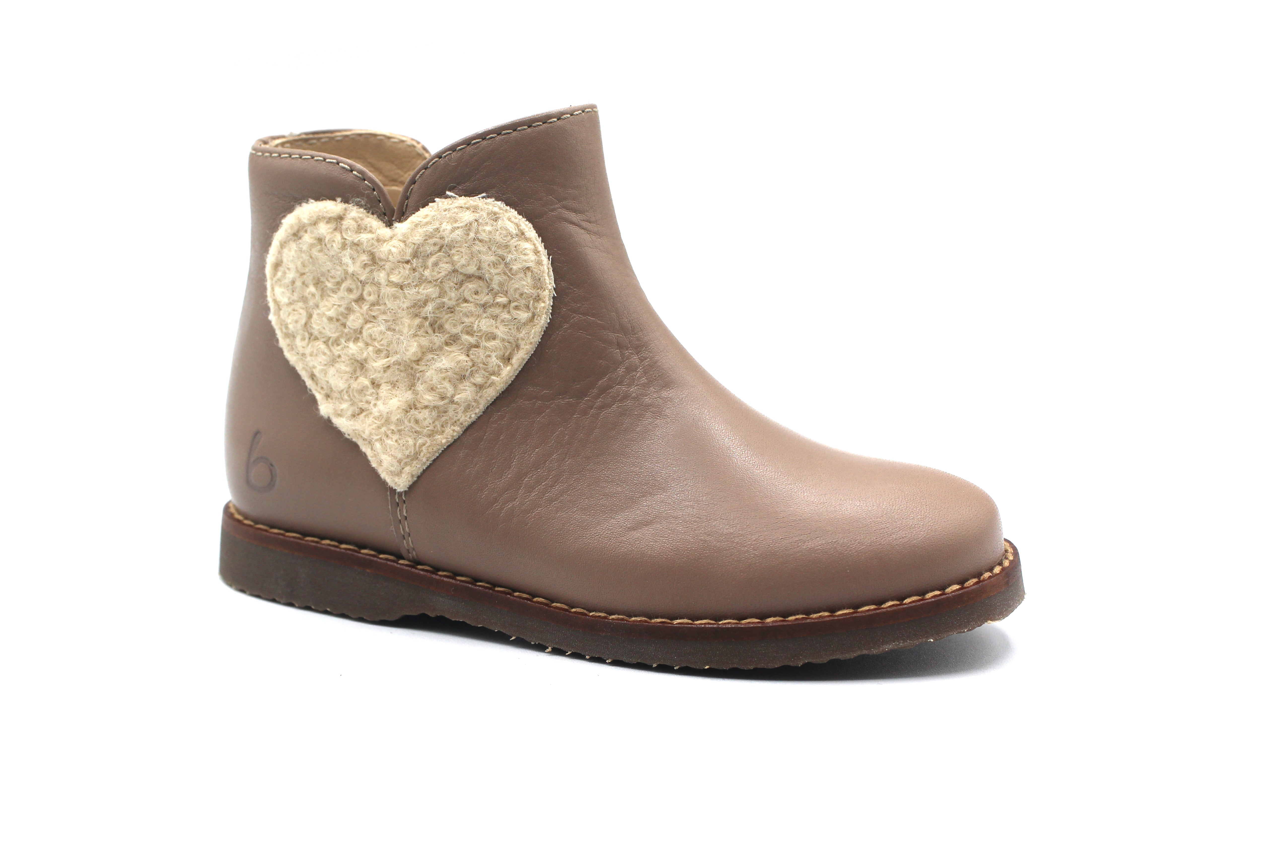 Beberlis Taupe Sherpa Heart Bootie