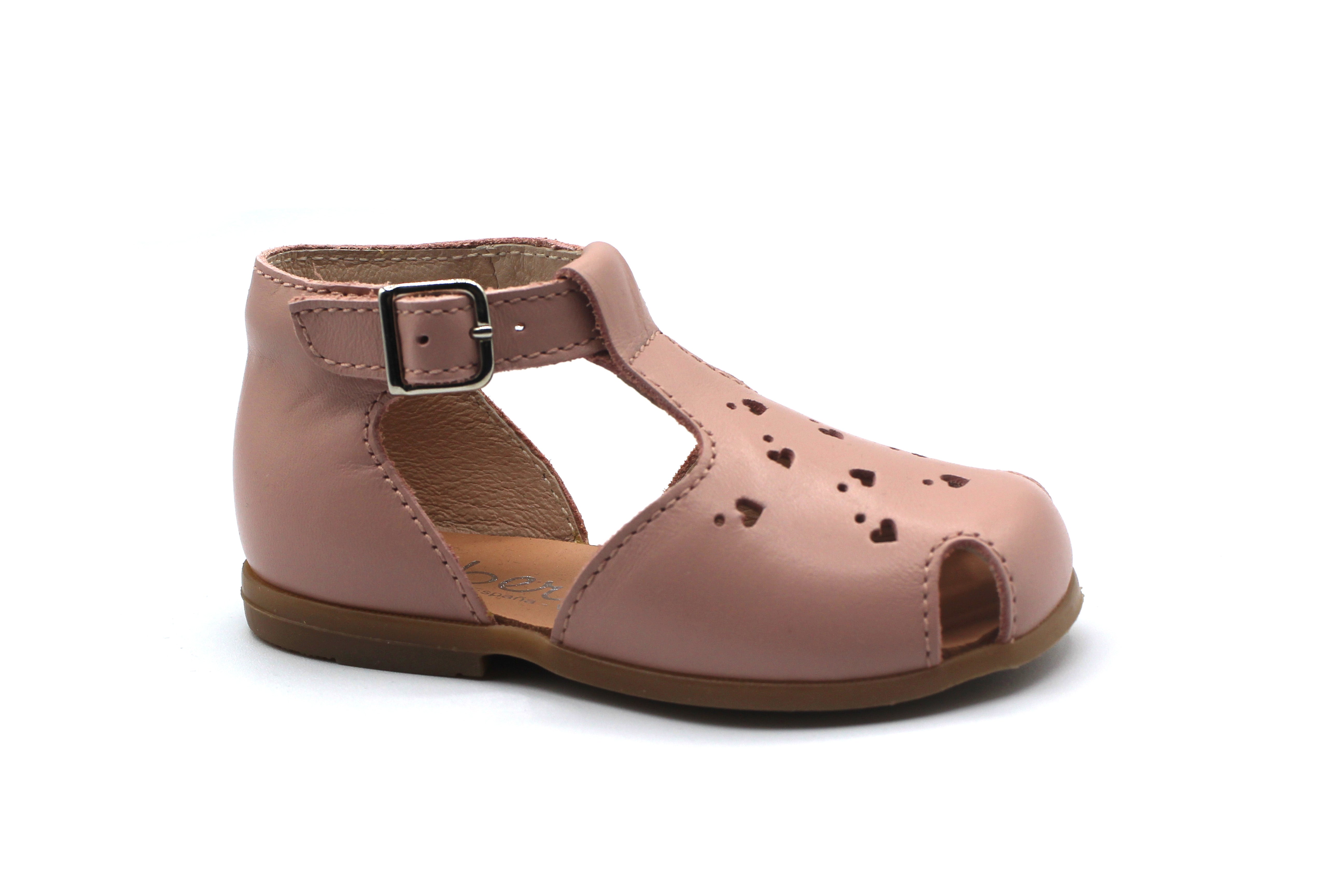 Beberlis Pink Baby T-Strap Heart Sandal