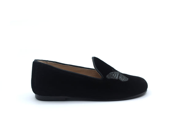 Don Louis Black Velvet Butterfly Smoking Shoe