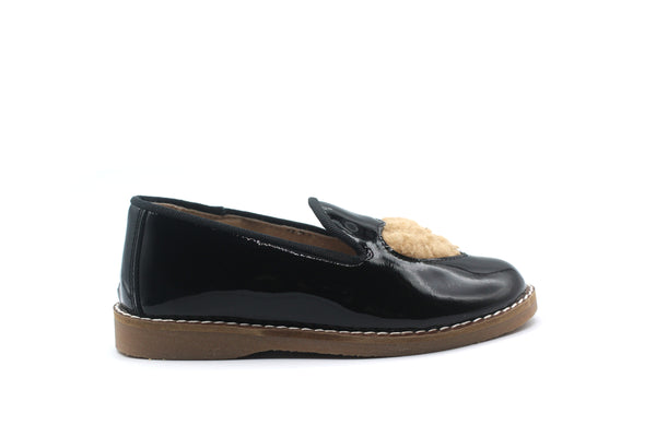 Don Louis Black Patent Heart Loafer