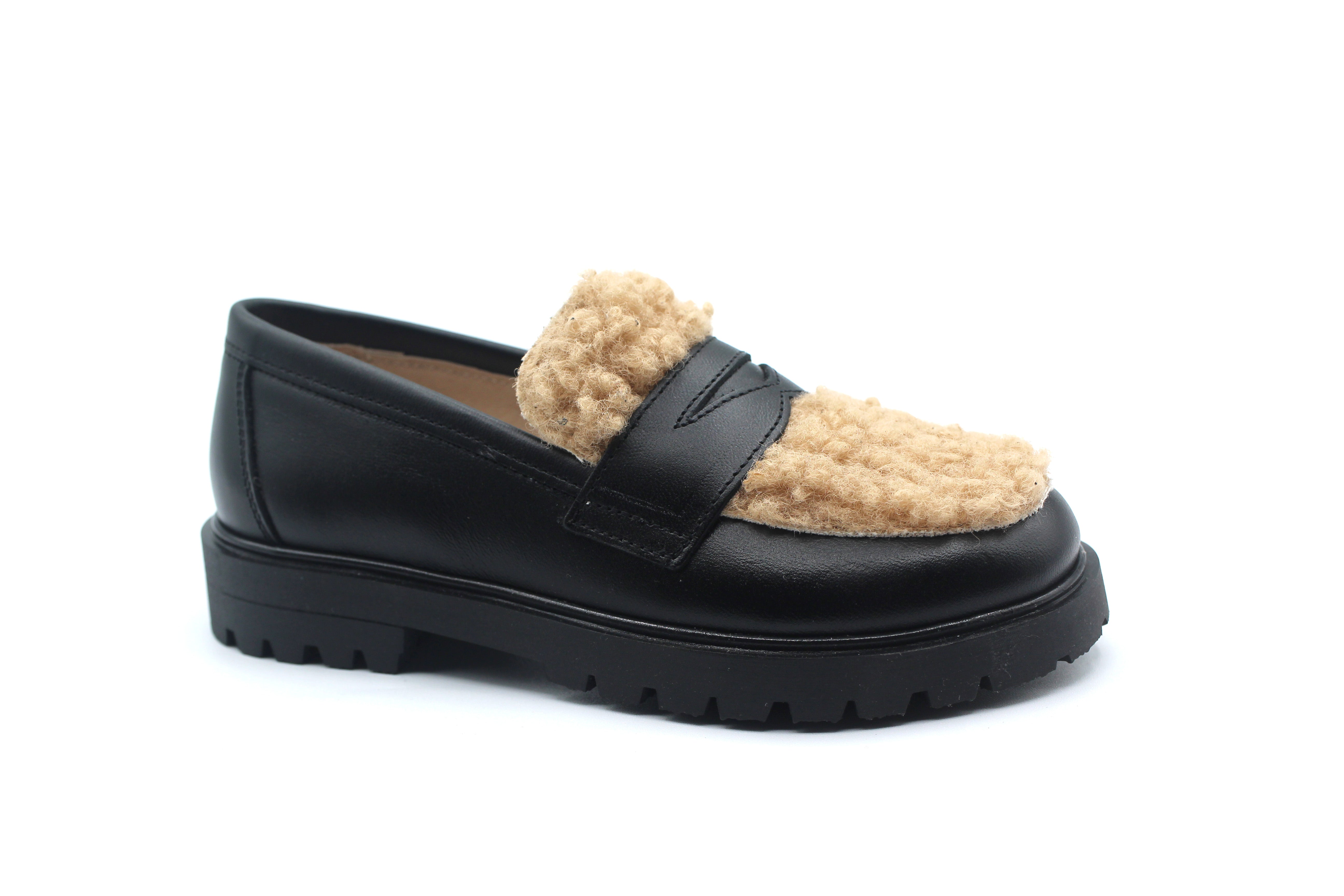 Don Louis Black Sherpa Chunky Loafer