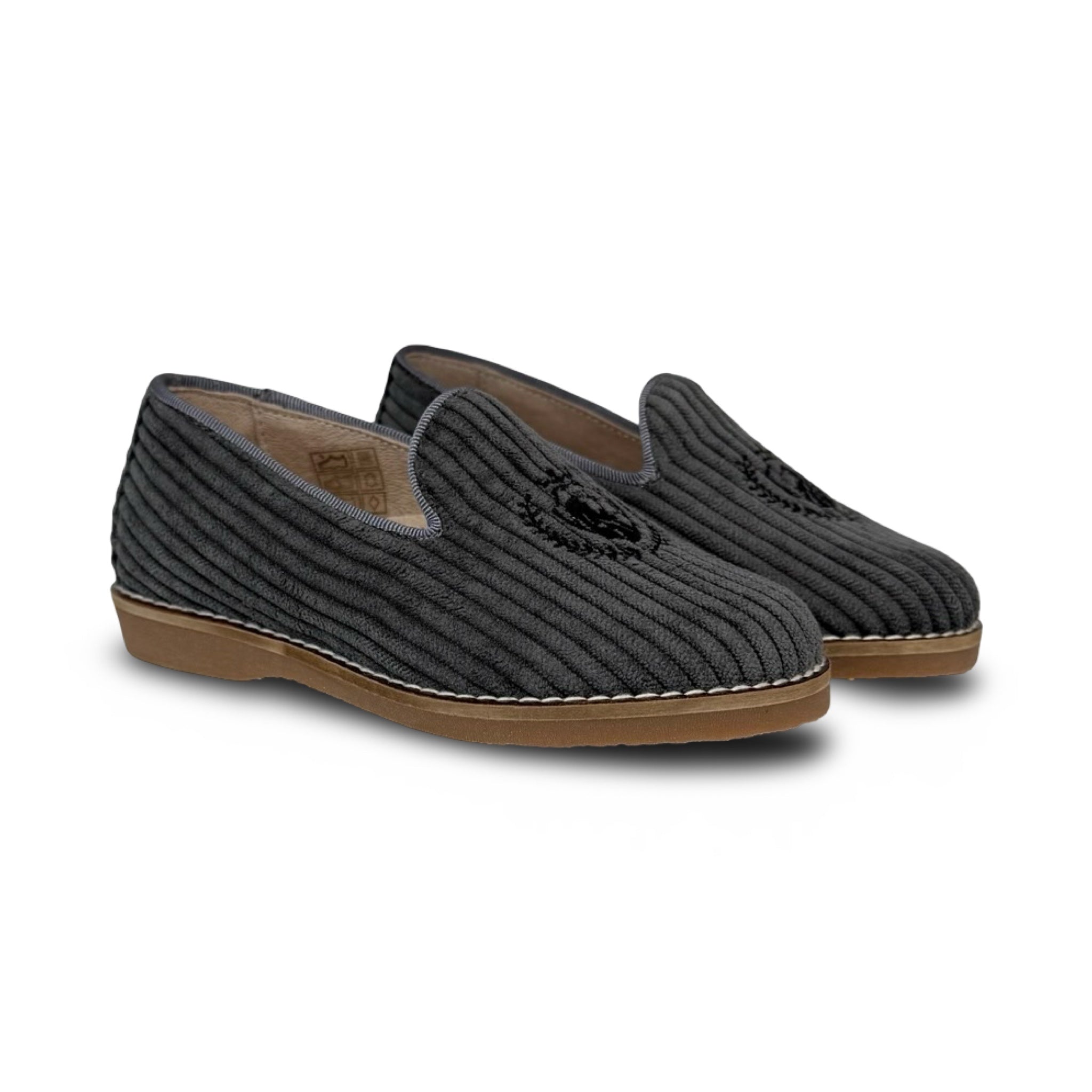 Don Louis Gray Corduroy Crest Smoking Shoe