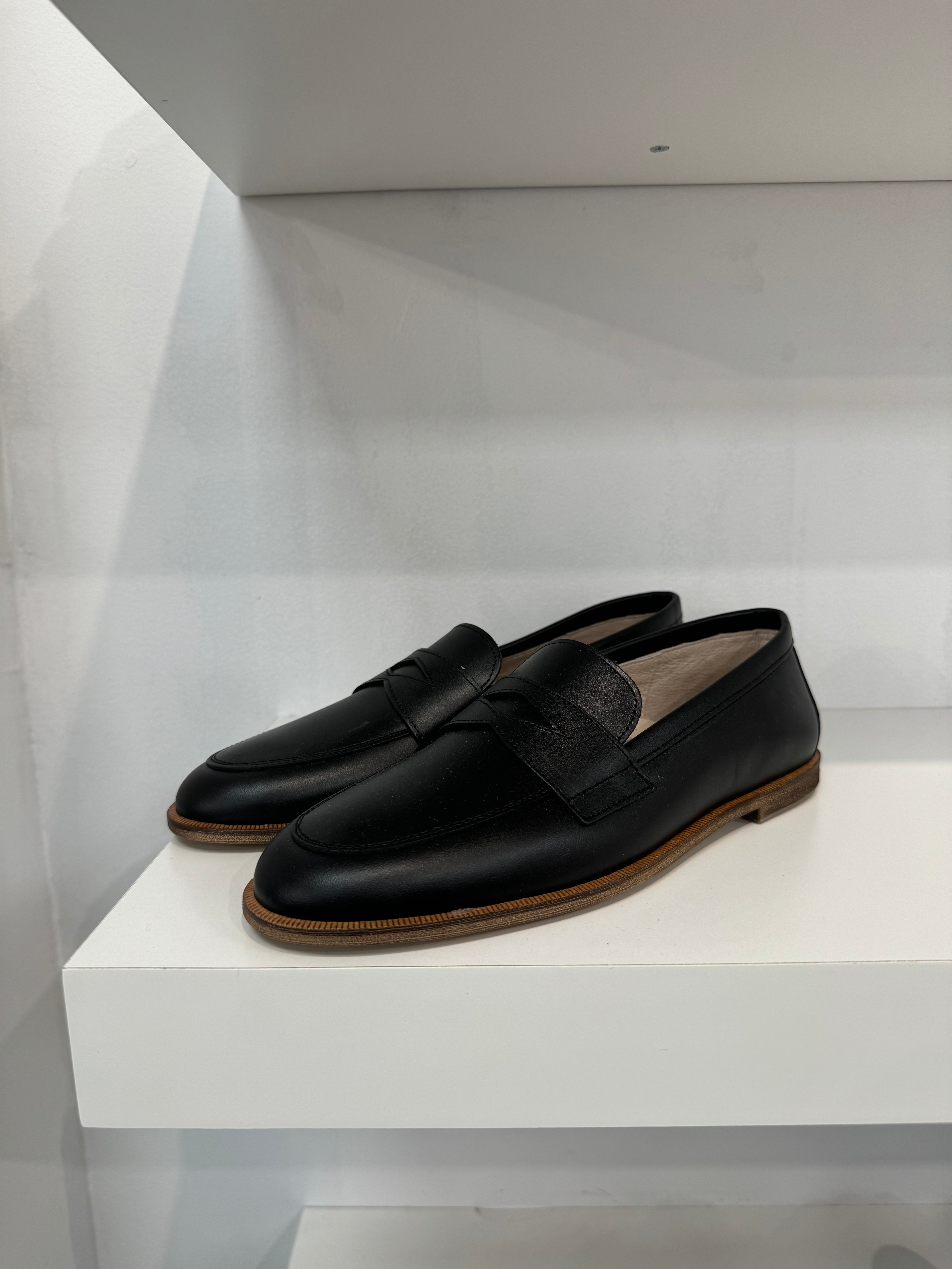 Don Louis Black Leather Penny Loafer