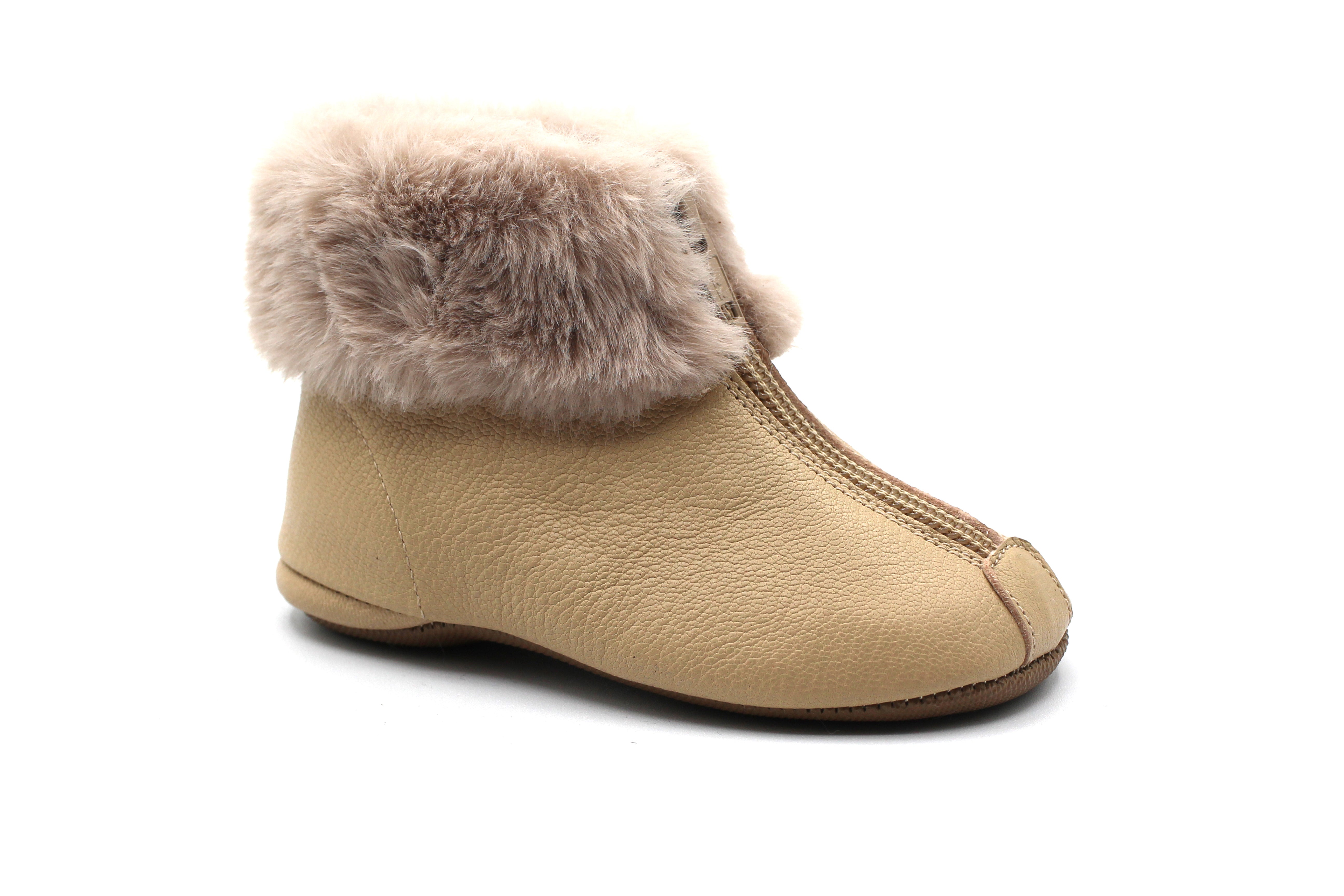 Pepe Beige With Fur Zipper Bootie