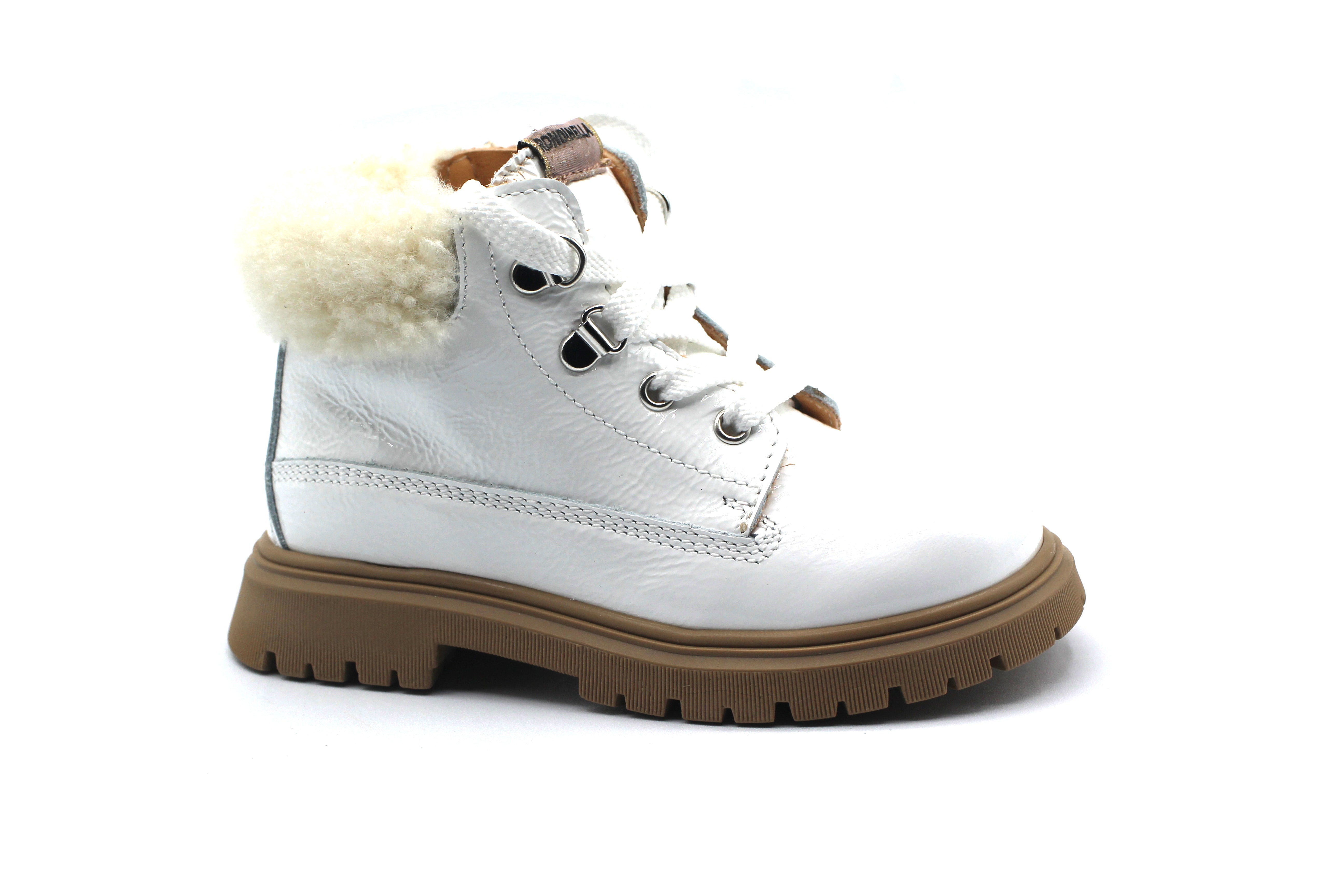 Rondinella White Patent Fur Bootie