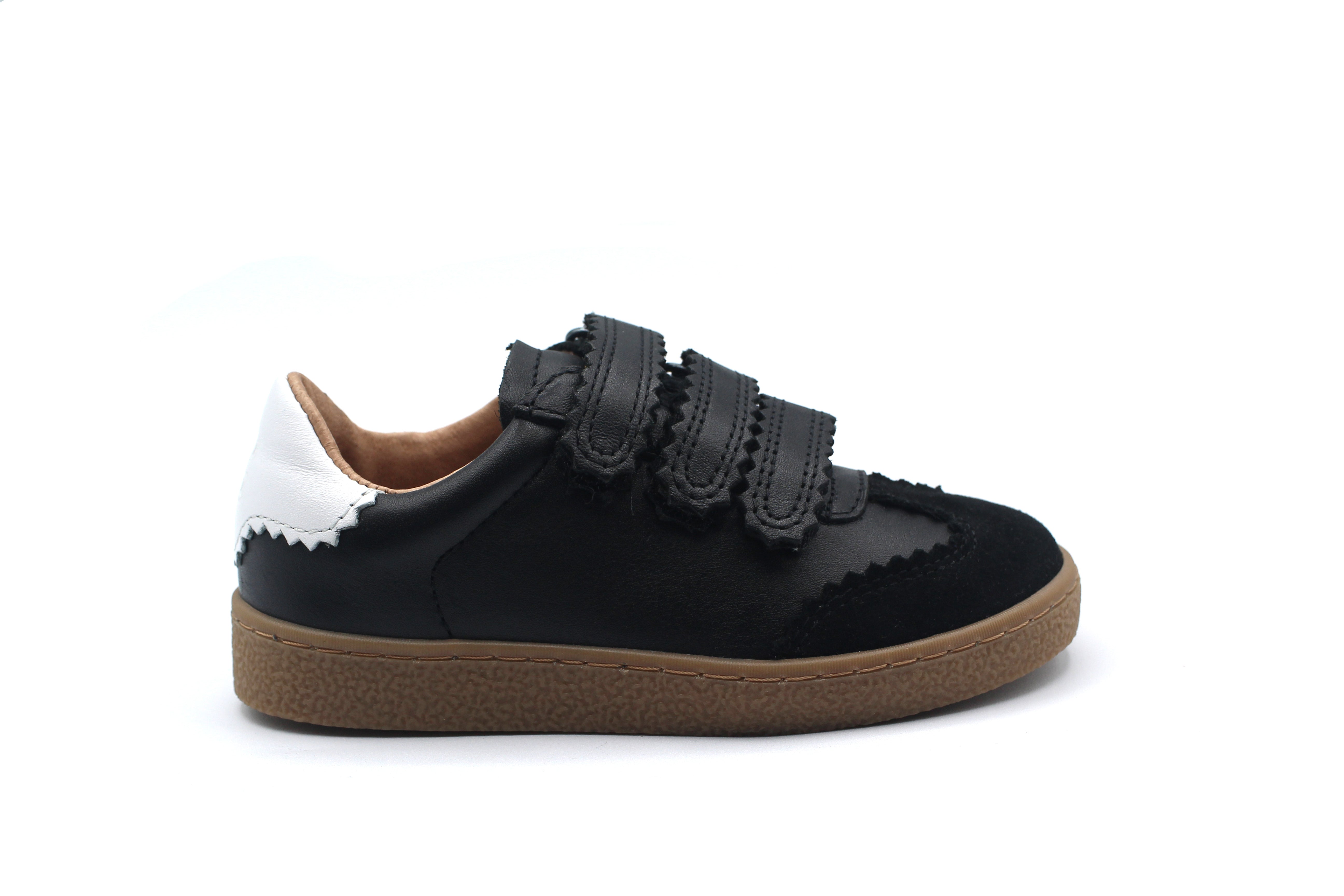 Porte Black Leather And Suede Velcro Sneaker