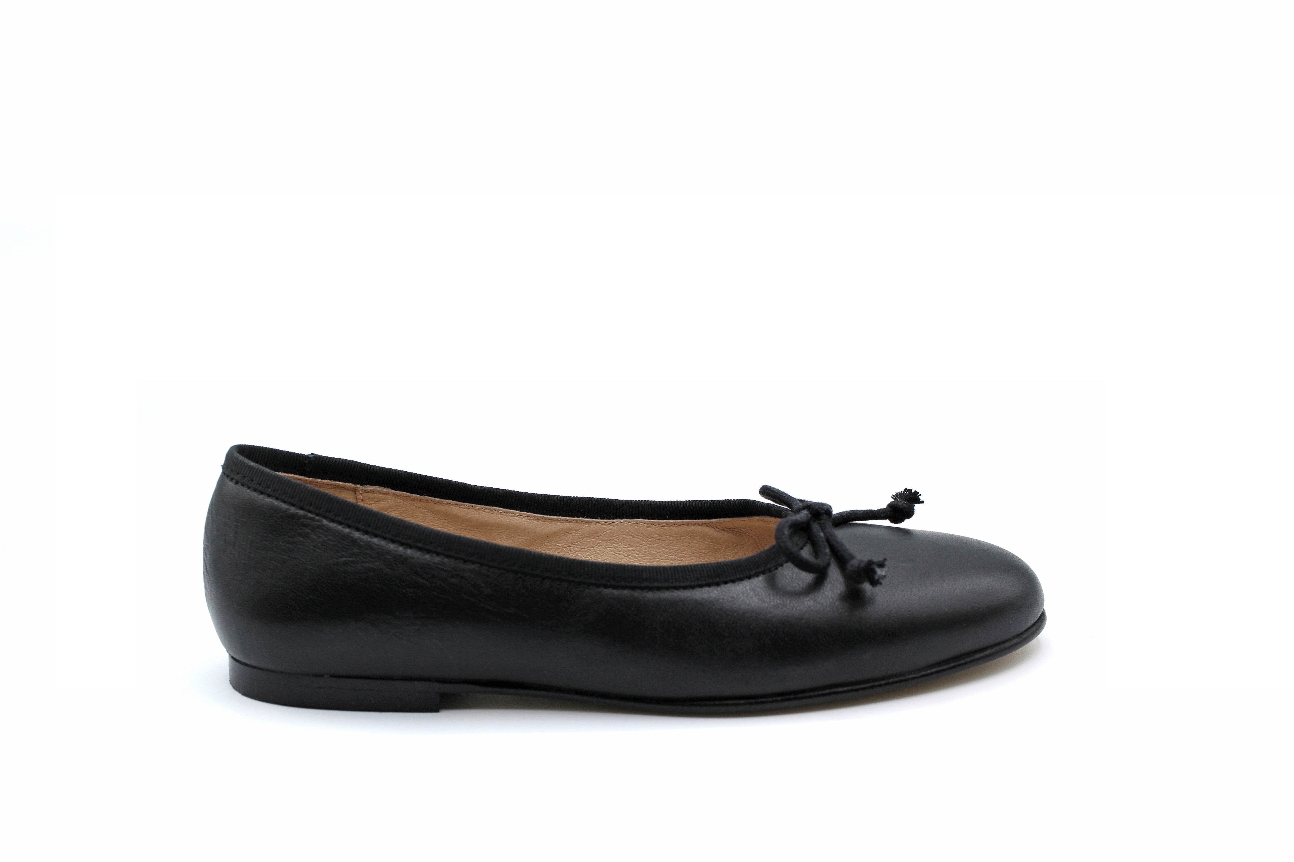 Valencia Black Leather Ballet Flat