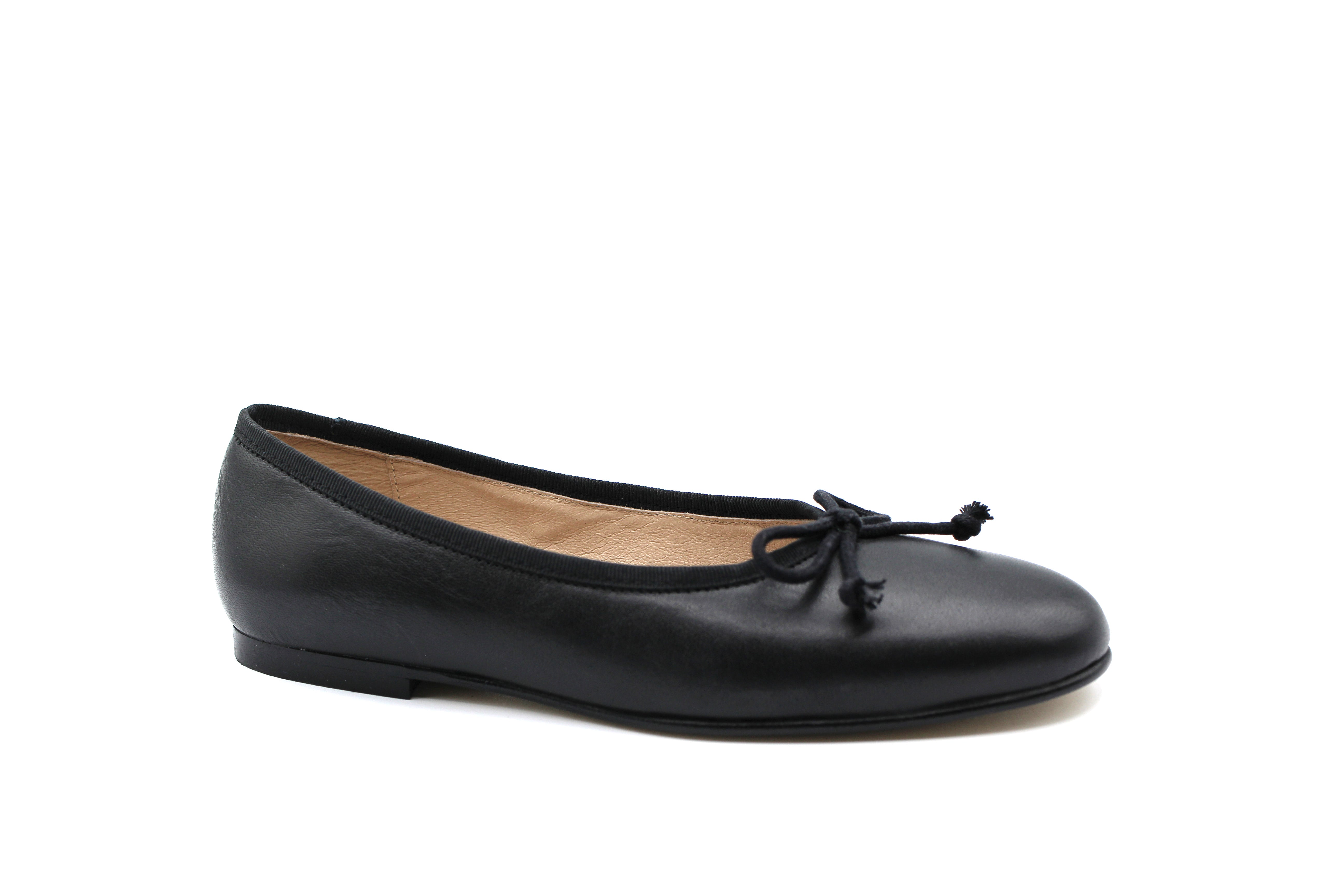 Valencia Black Leather Ballet Flat