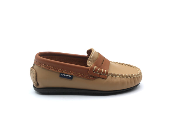 Atlanta Beige & Camel Penny Loafer