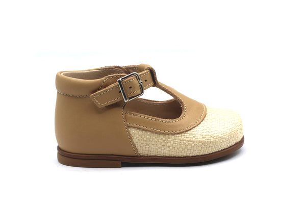 Beberlis Linen Baby T-Strap High Top