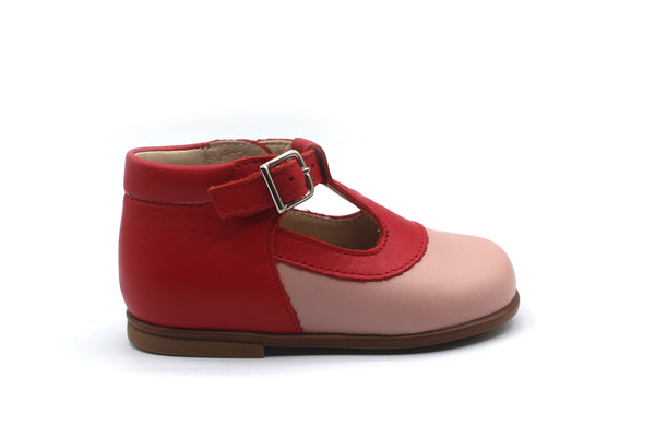 Beberlis Pink and Red Baby T-Strap High Top