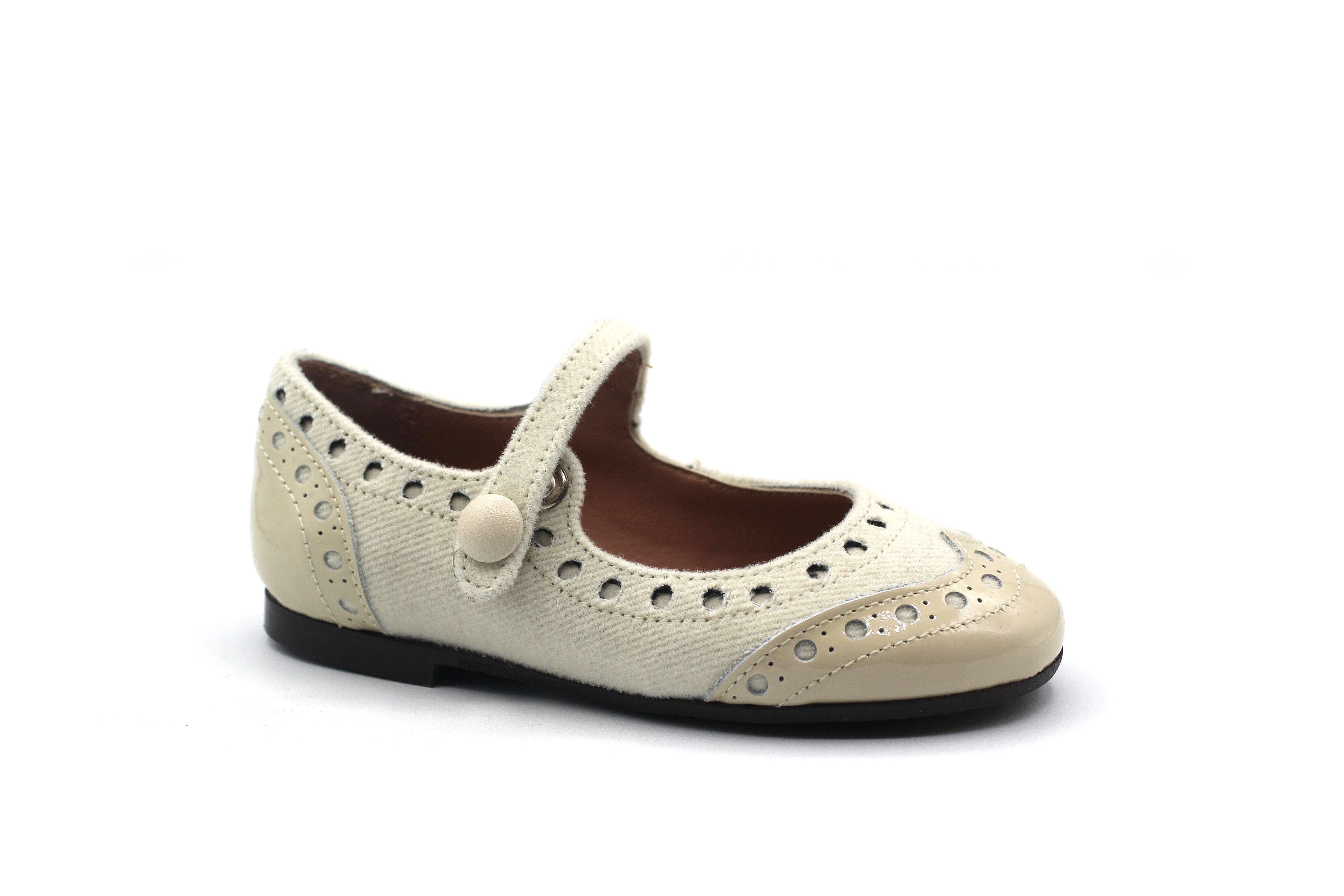 Papanatas Ivory Patent Tip Wingtip Mary Jane