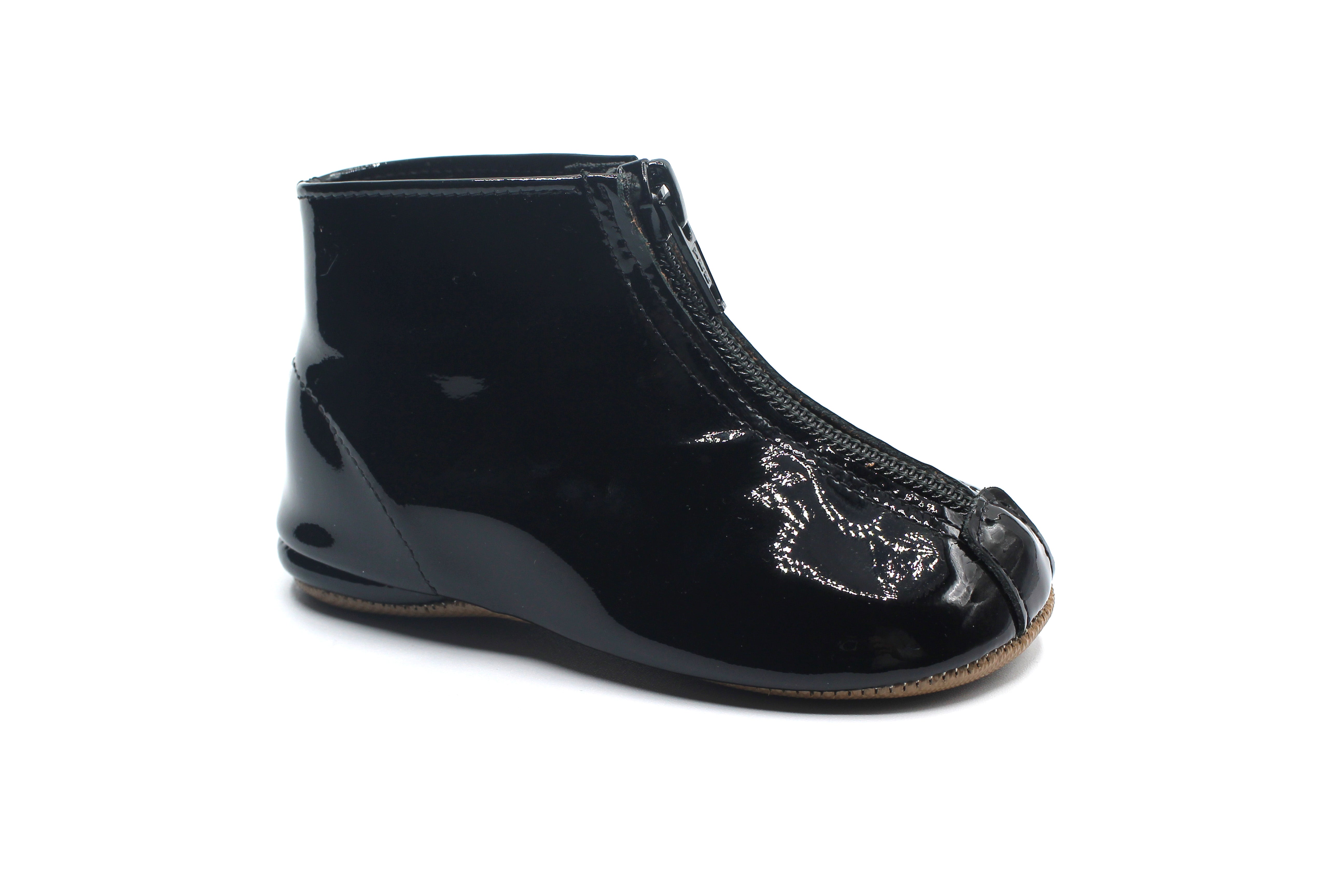 Pepe Black Patent Zipper Bootie