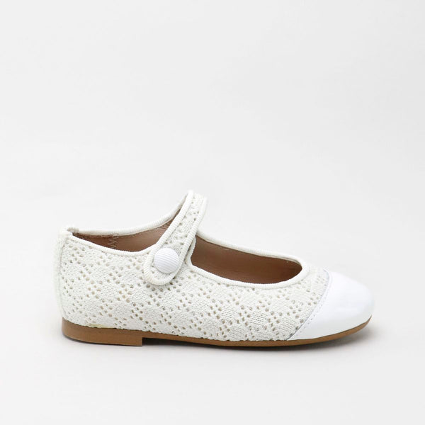 Papanatas White Cap Toe Crochet Mary Jane